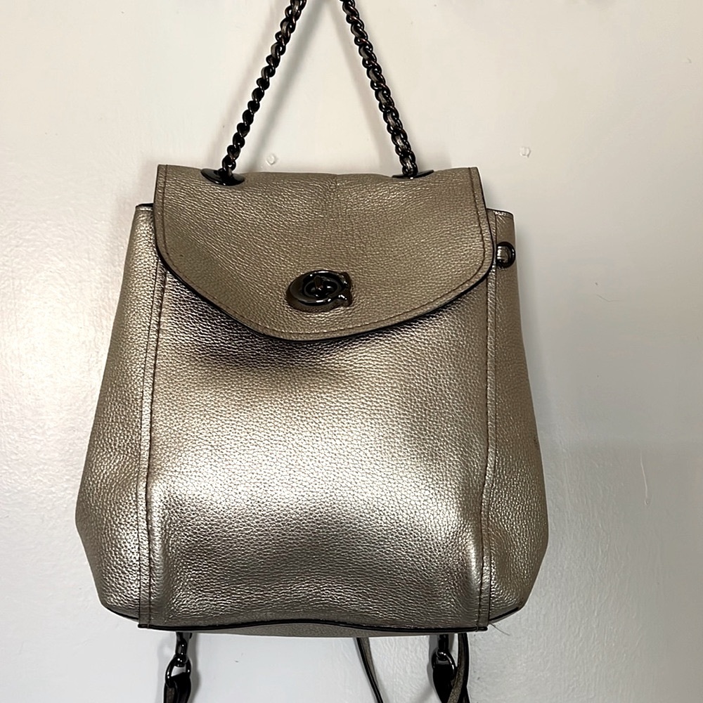 Coach Gold Metallic Drawstring Backpack